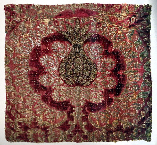 Cuscino velluto Giardino Antico Turchese fronte e retro | Tessiture Bevilacqua