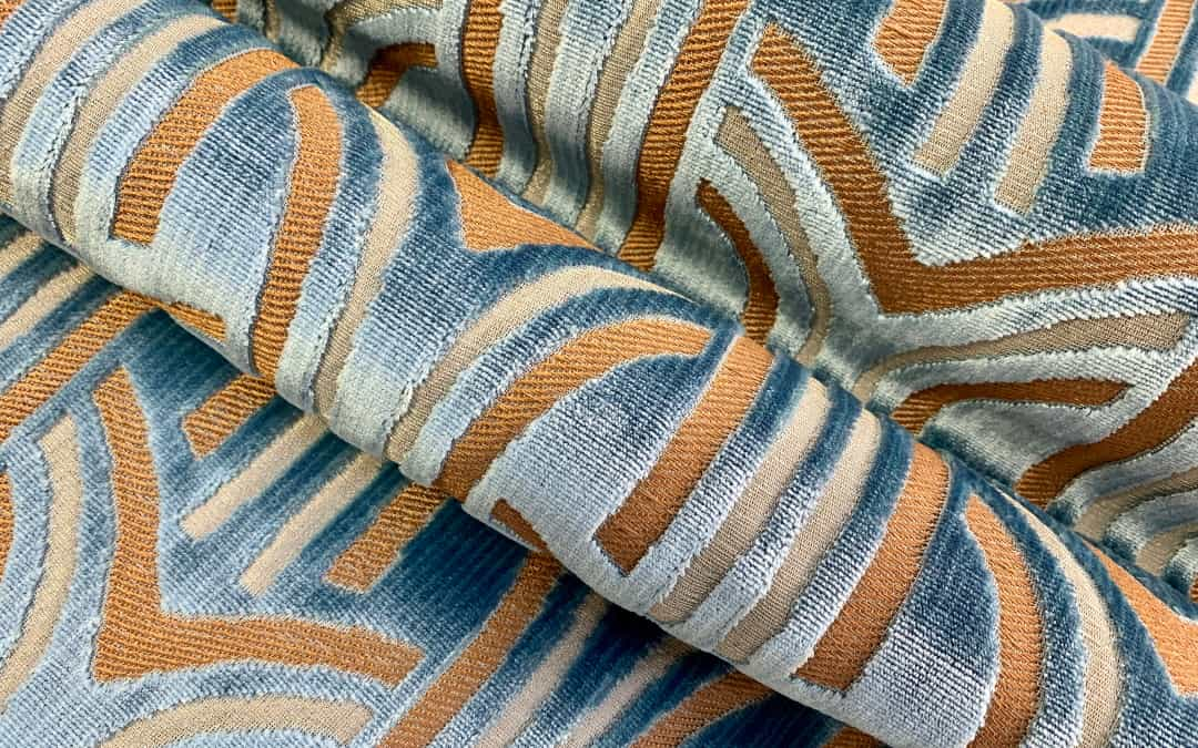 Multicolored Upholstery Fabric Teal Gold Fabric for Furniture