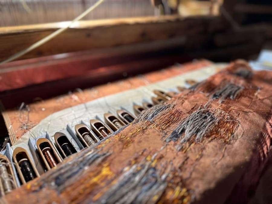 05 broccato a mano Lampasso Giardinetto cipria | Tessitura Bevilacqua